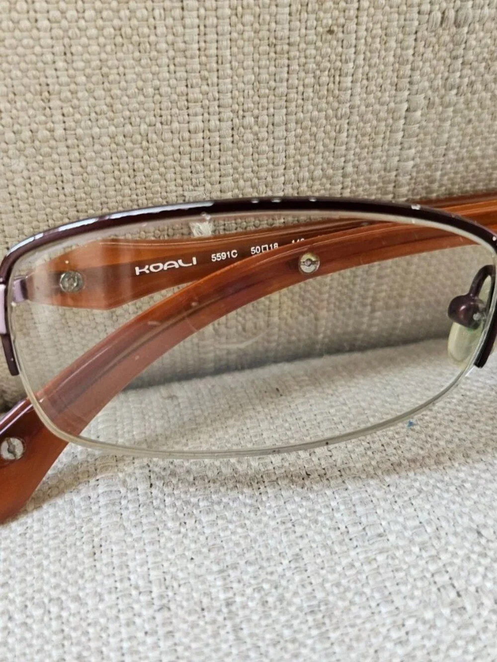 Morel France Women Eyeglasses Frame Brown/Orange/Lilac Tone Half Rim Glasses
